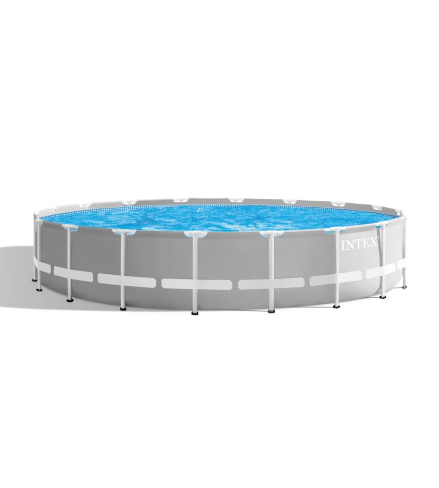 Piscina fuori terra con struttura rotonda intex "prisma frame" grigio chiaro 549x549x122 cm - cod. 26732np