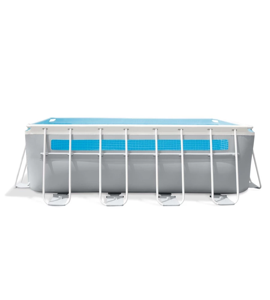 Piscina fuori terra con struttura rettangolare intex "prisma frame clearview" grigio chiaro 400x200x122 cm - cod. 26770np