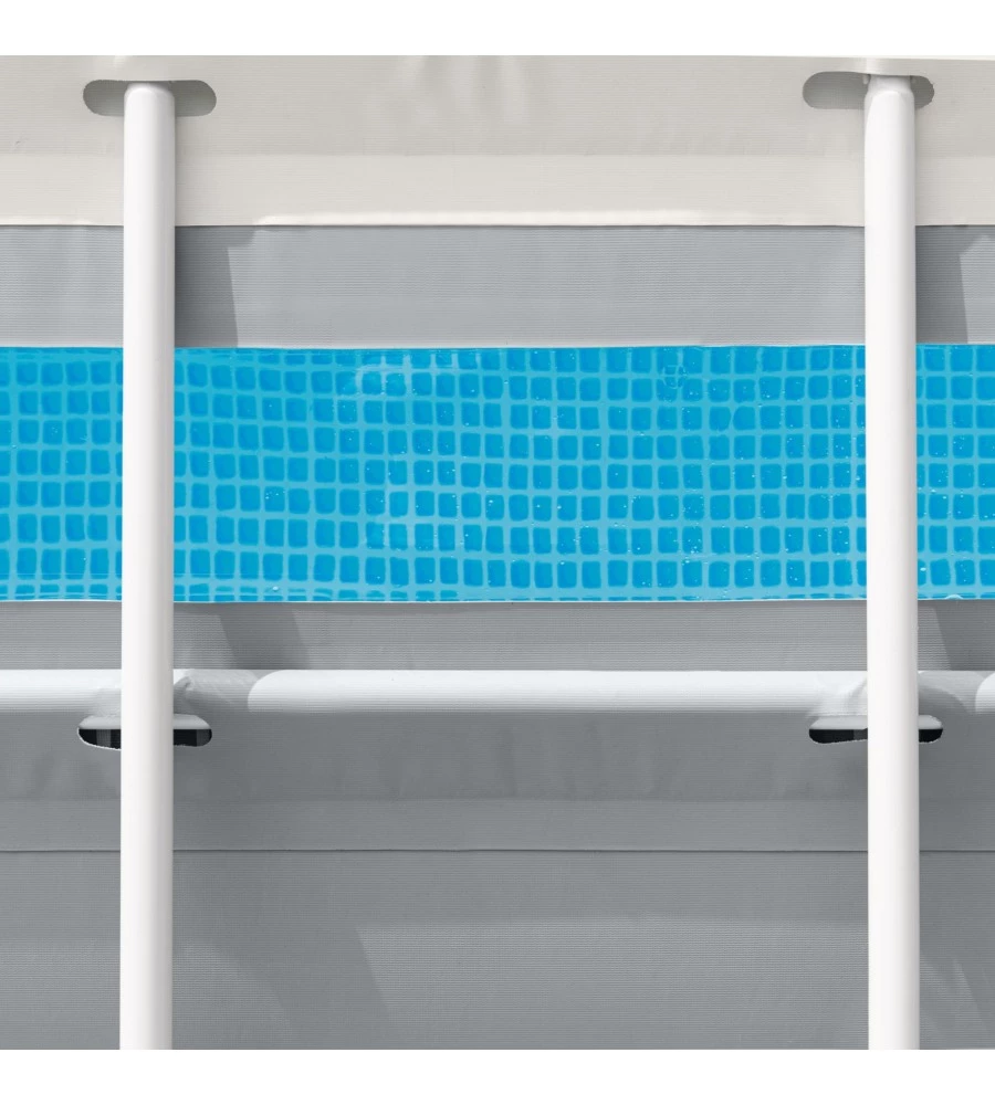 Piscina fuori terra con struttura rettangolare intex "prisma frame clearview" grigio chiaro 400x200x122 cm - cod. 26770np