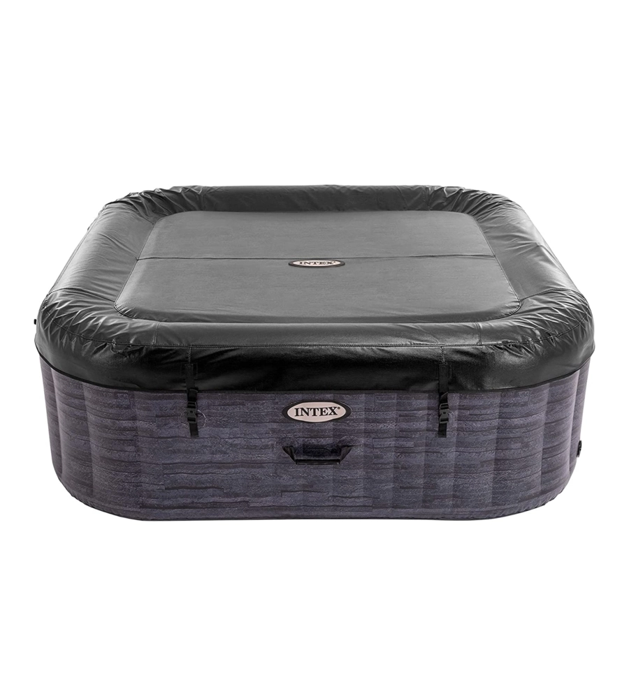 Piscina idromassaggio gonfiabile intex "greystone deluxe" grigio effetto pietra 4 posti 175x175x71 cm - cod. 28450