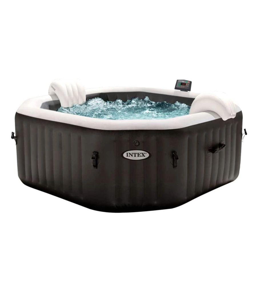 Piscina idromassaggio gonfiabile intex "pure spa jet bubble deluxe" nero 6 persone 211x211x71 cm - cod. 28462