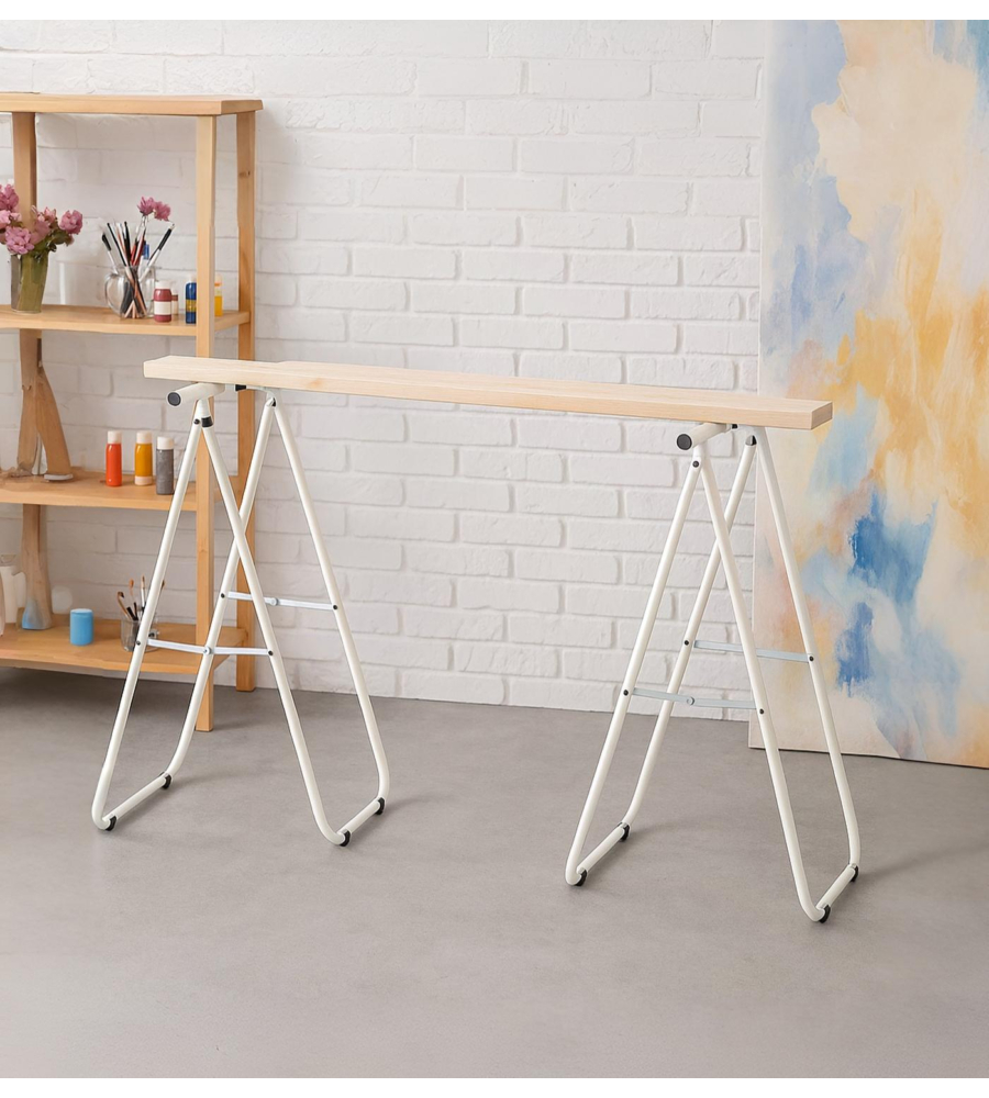 Cavalletto pieghevole in metallo easy system bianco 62x35x75 cm
