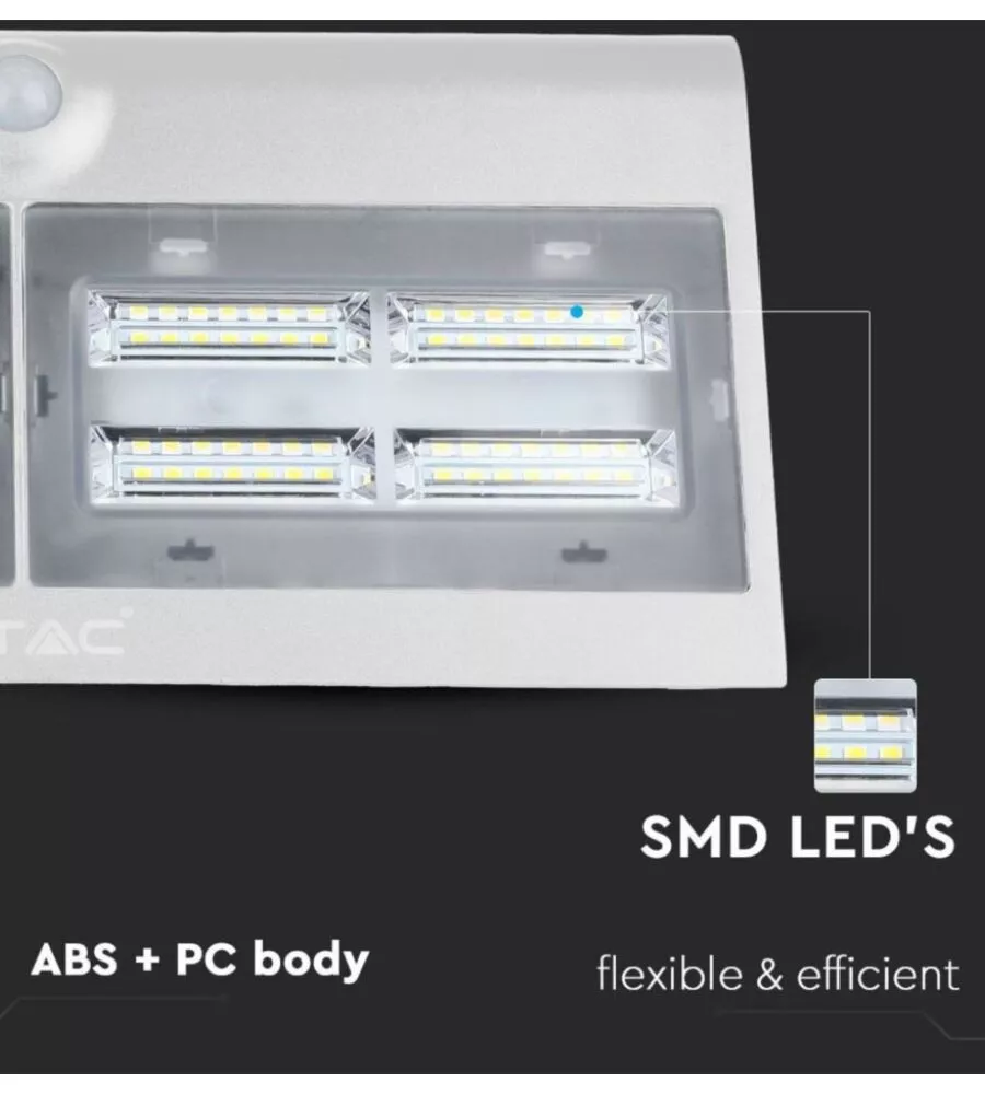 Lampada led solare a muro da esterno vtac bianco 4000k
