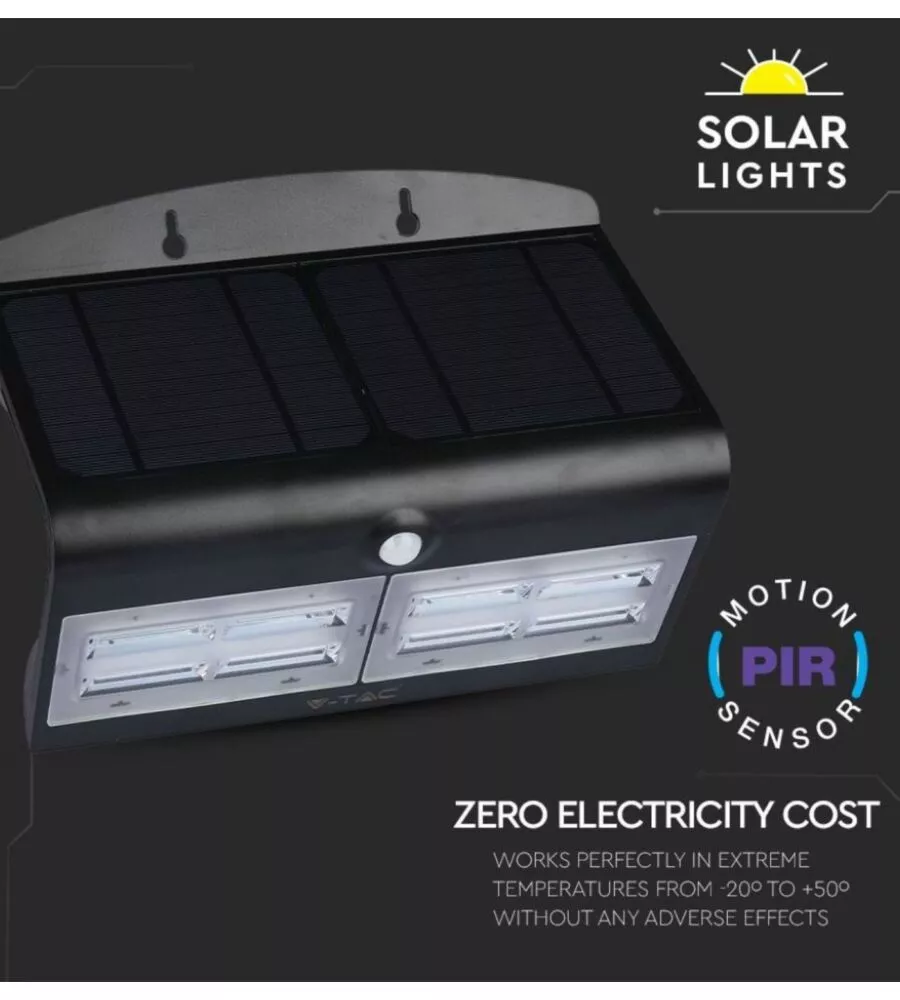 Lampada led solare a muro da esterno vtac nero 4000k