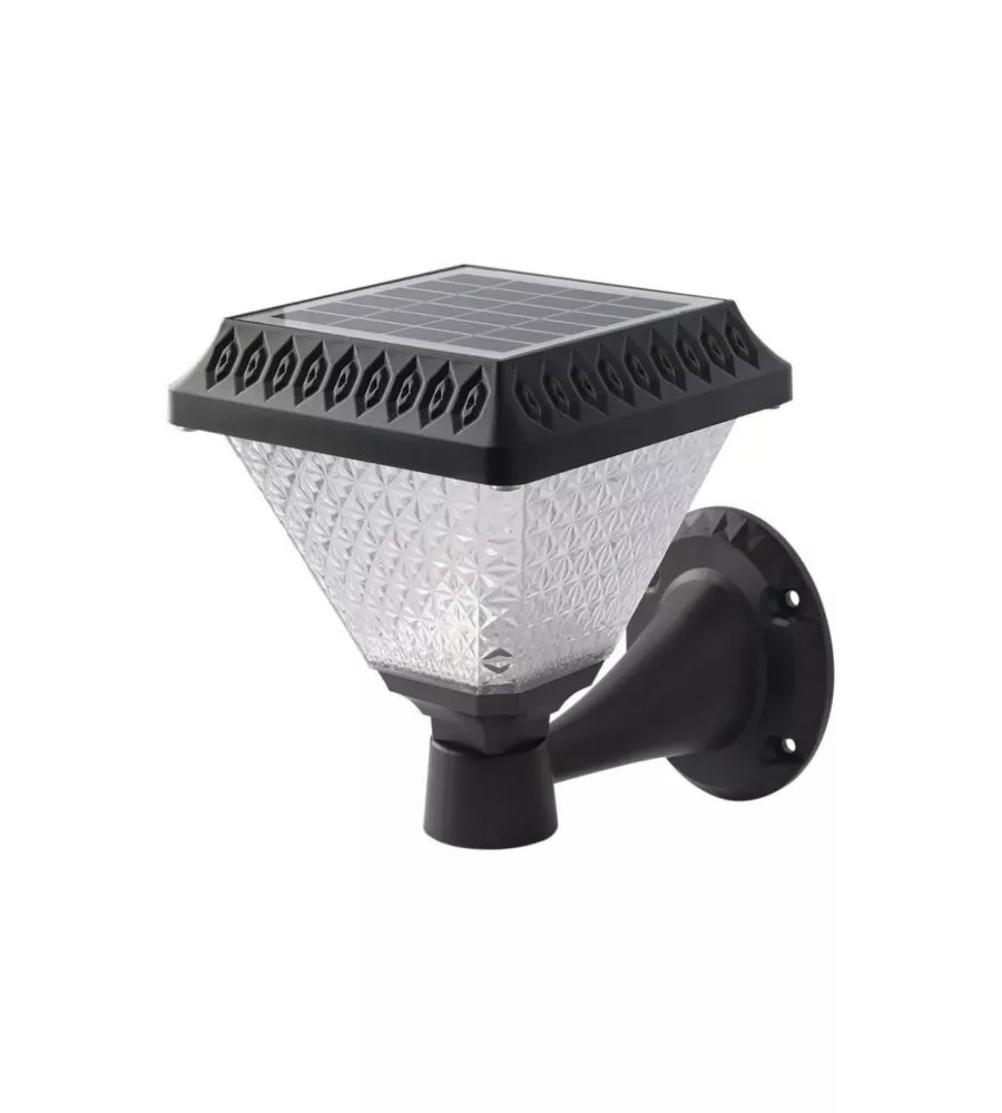 Applique led solare vtac nero a piramide con telecomando 3in1