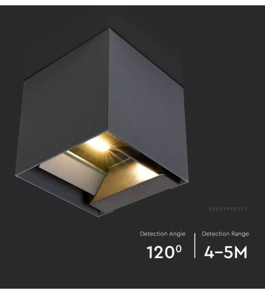 Applique led solare da esterno vtac nero 3000k