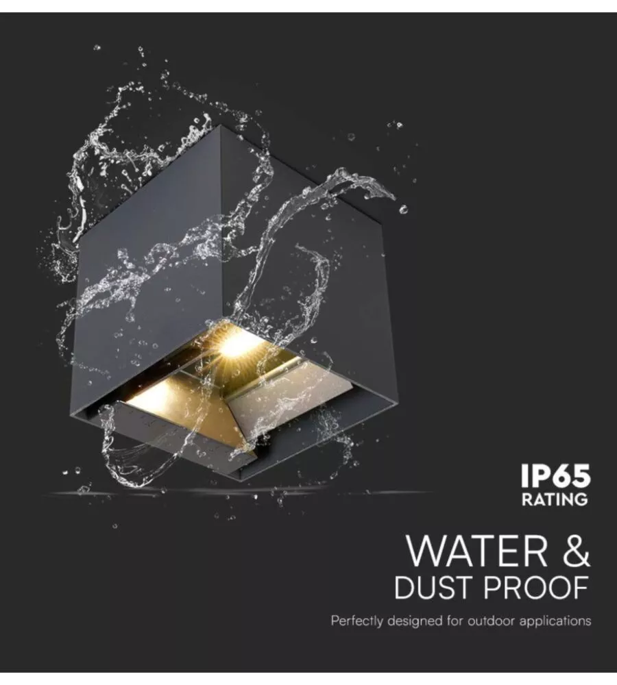 Applique led solare da esterno vtac nero 3000k