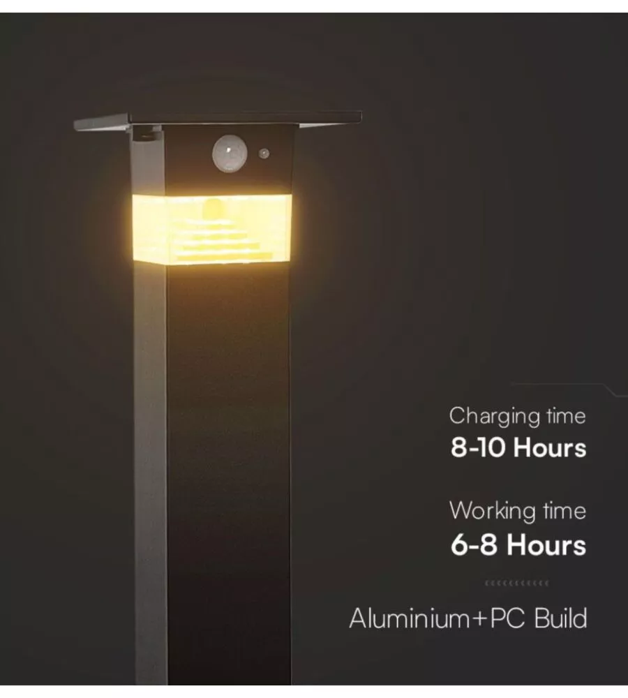 Piantana led solare da esterno vtac nero 3000k