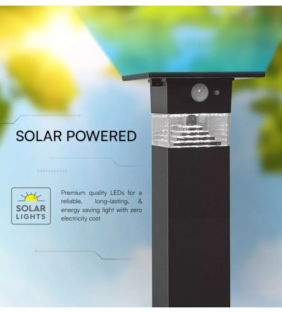 Piantana led solare da esterno vtac nero 3000k