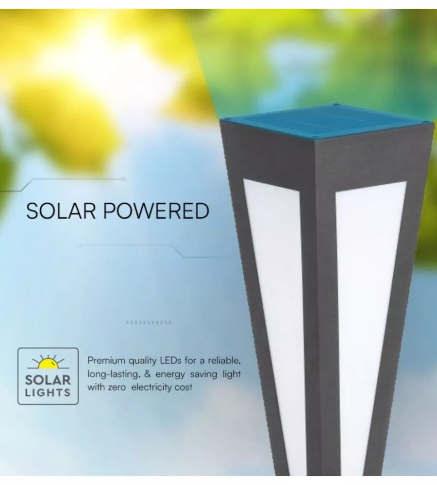 Piantana led solare da esterno vtac nero a cono con telecomando 3000k