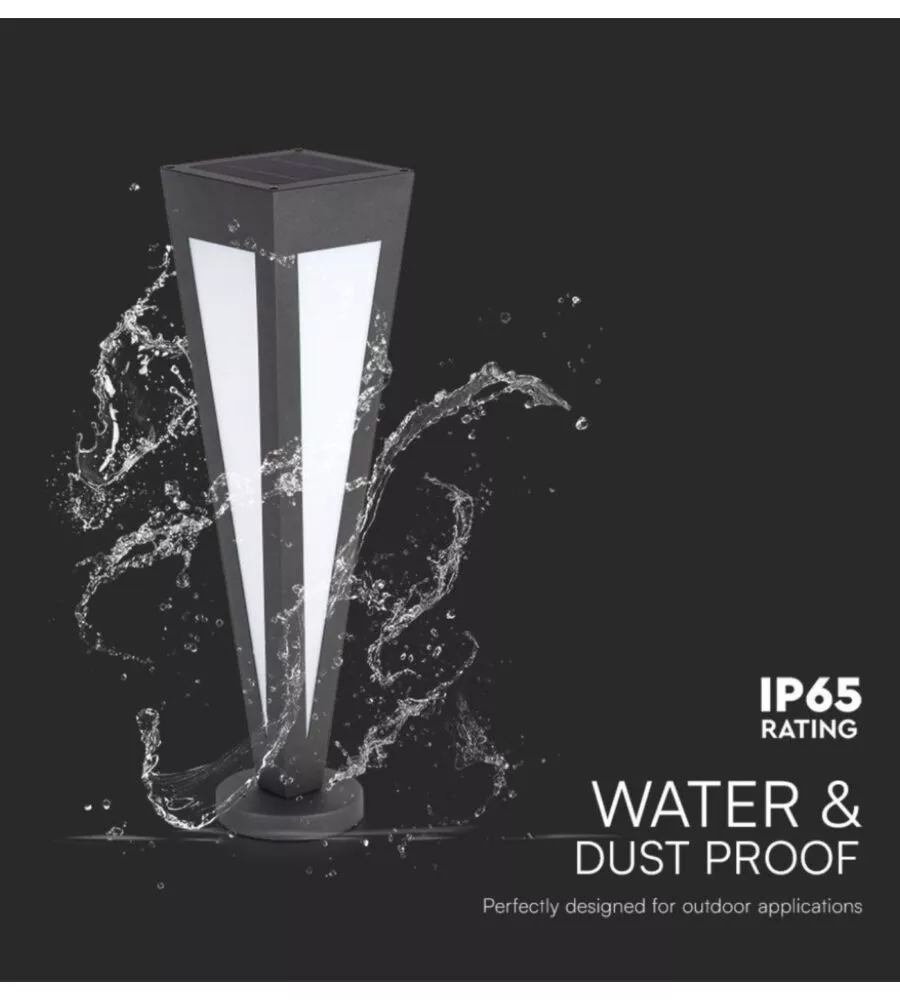 Piantana led solare da esterno vtac nero a cono con telecomando 3000k