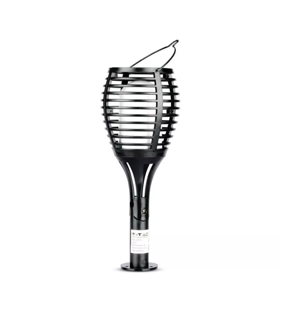 Lampada led solare da esterno a forma di torcia  multi applicabile vtac nero 2200 k