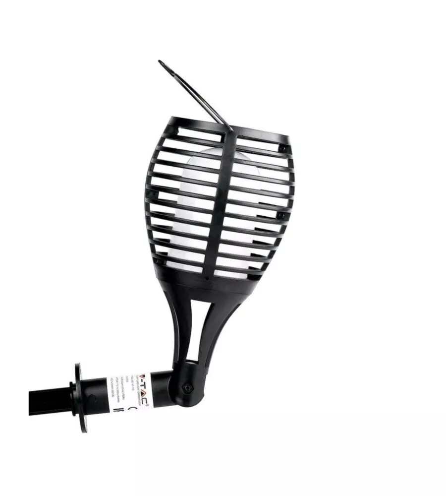 Lampada led solare da esterno a forma di torcia  multi applicabile vtac nero 2200 k