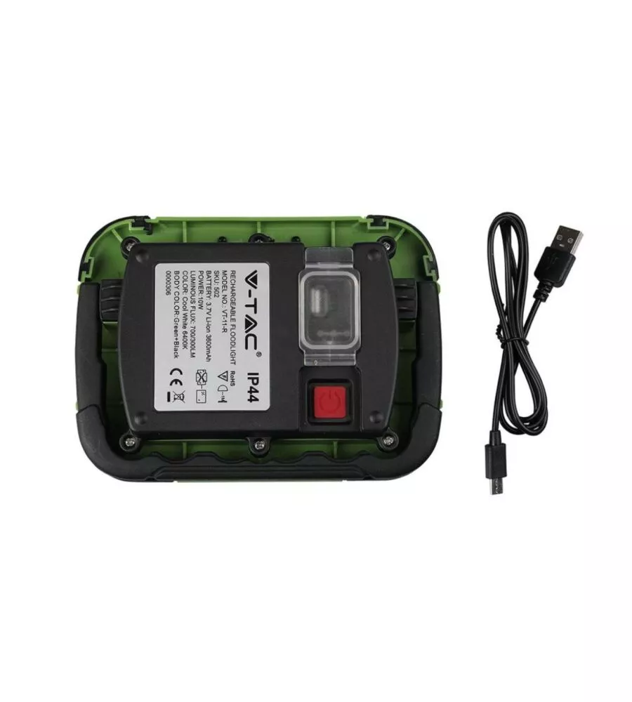 Faro led ricaricabile vtac con sos flash verde 4000k 20w