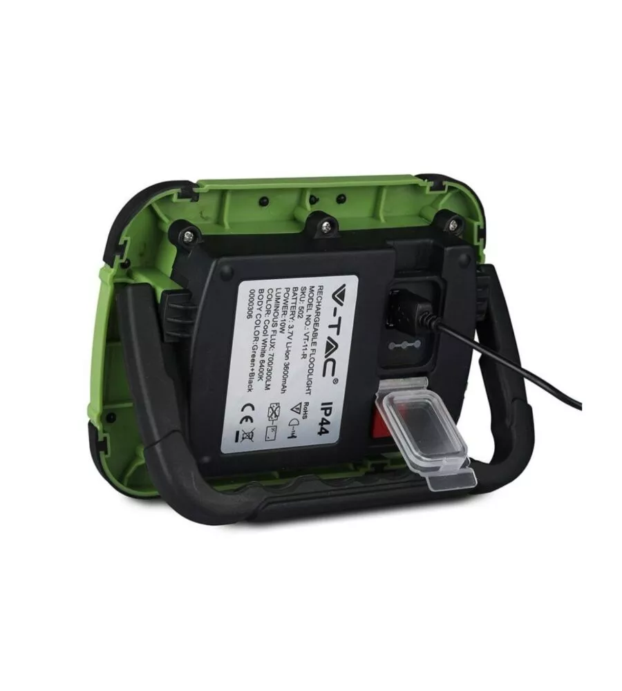 Faro led ricaricabile vtac con sos flash verde 4000k 20w