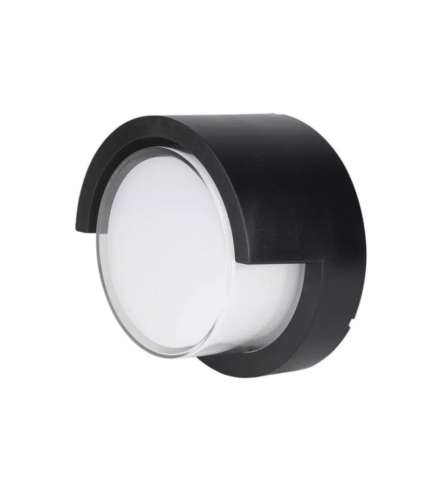 Applique led da esterno rotonda semicoperta vtac nero 3000k 7w