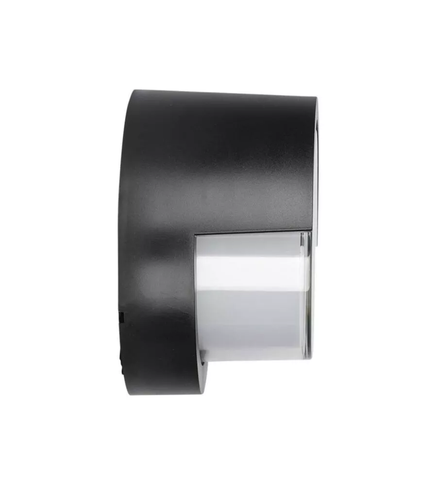 Applique led da esterno rotonda semicoperta vtac nero 3000k 7w