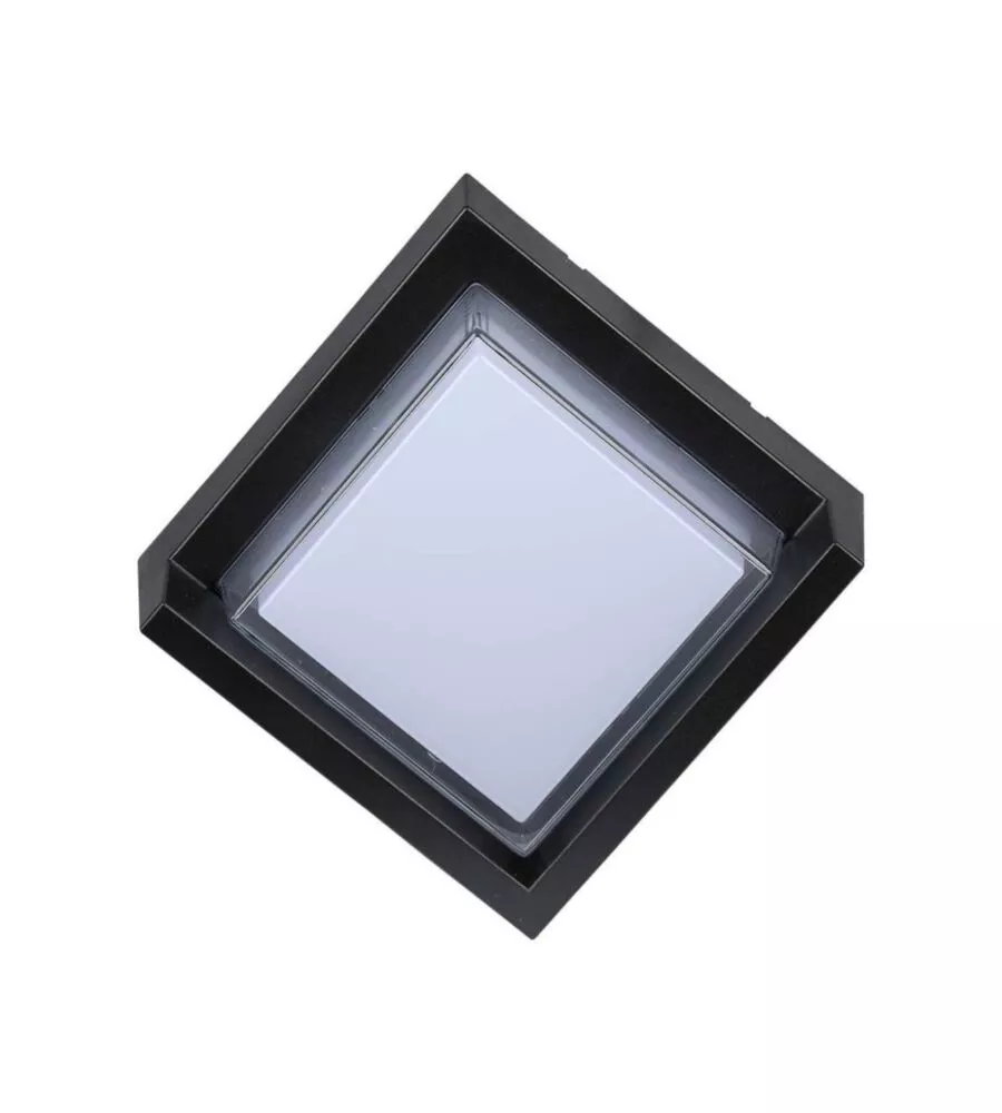 Applique led da esterno quadrata semicoperta vtac nero 3000k 7w