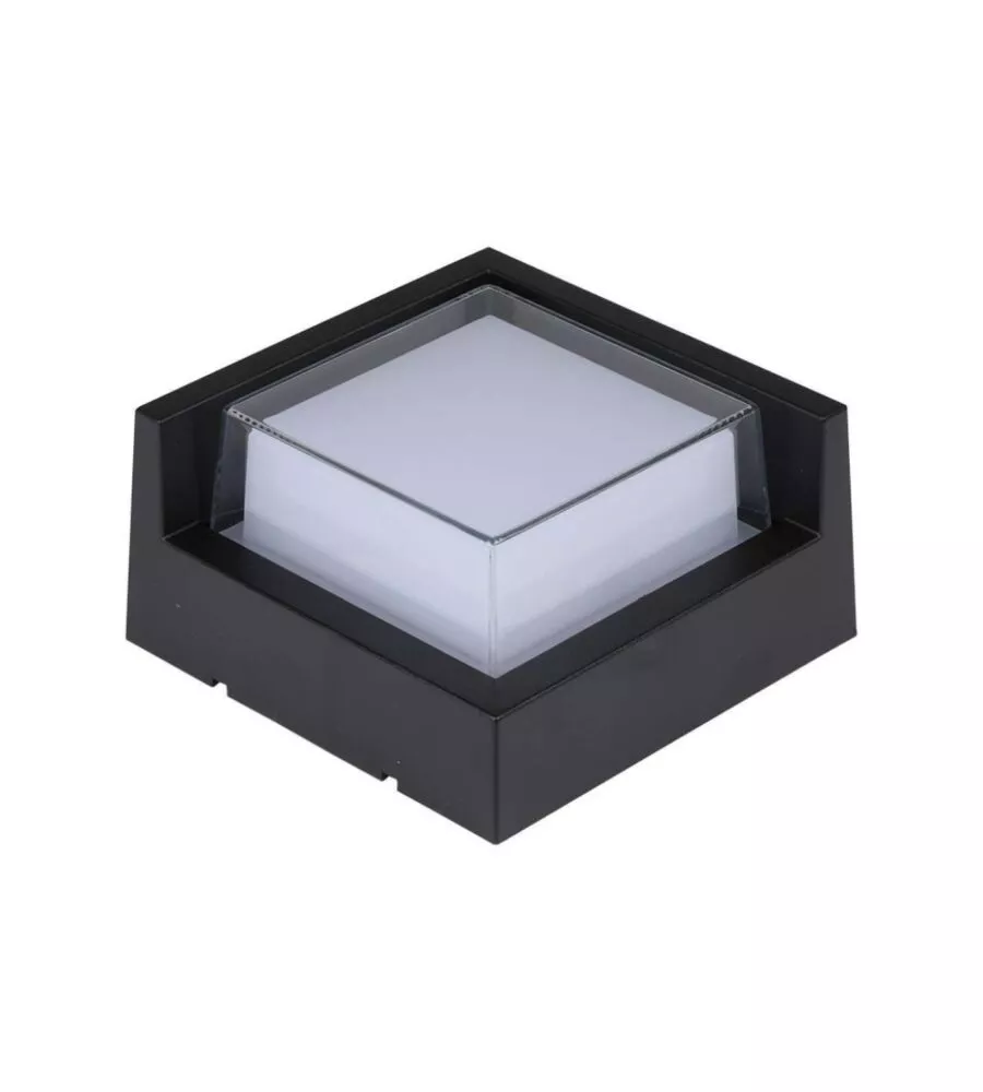 Applique led da esterno quadrata semicoperta vtac nero 3000k 7w