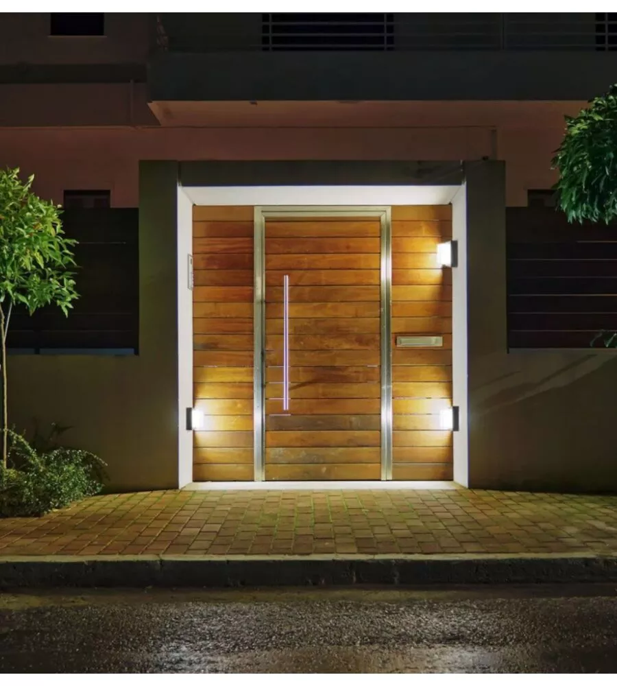 Applique led da esterno quadrata scoperta vtac nero 4000k 12w