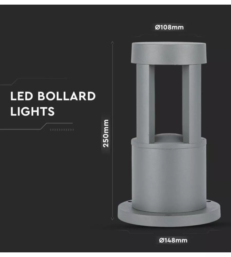 Lampada led da terra da esterno vtac grigio 3000k
