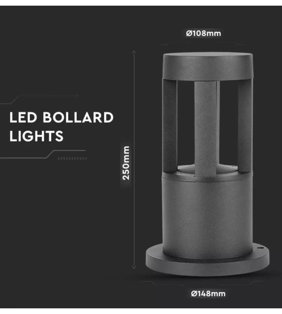 Lampada led da terra da esterno vtac nero 3000k
