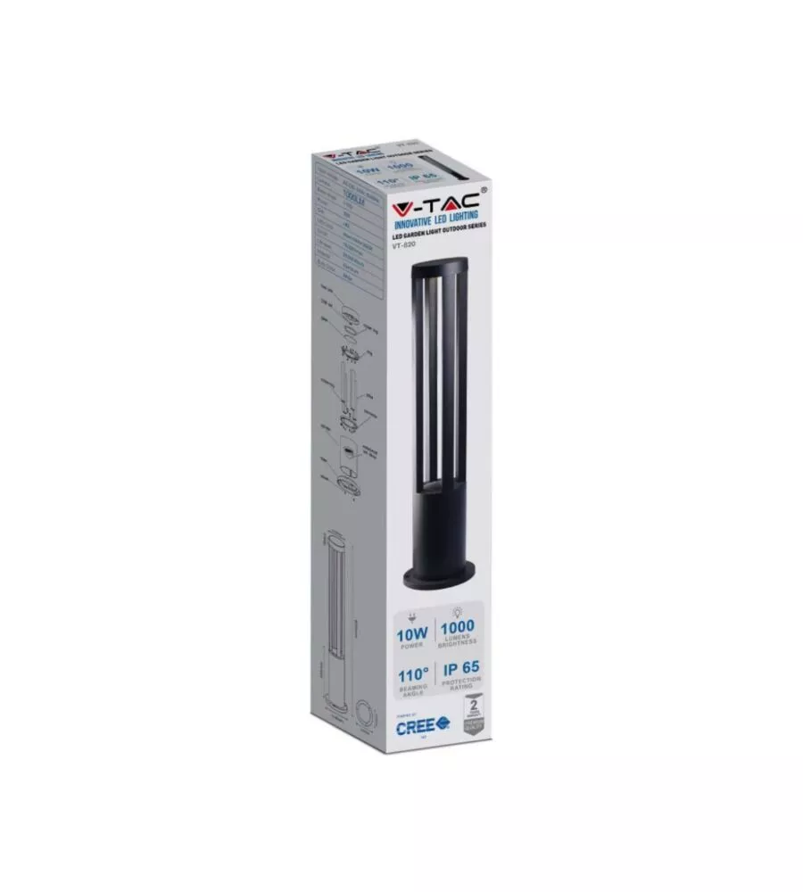 Lampada led da terra da esterno vtac nero 6400k 80cm