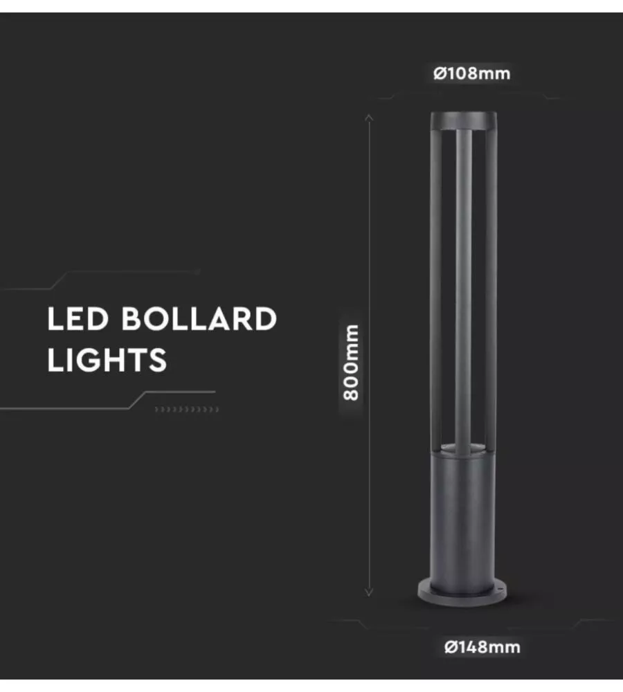 Lampada led da terra da esterno vtac nero 6400k 80cm