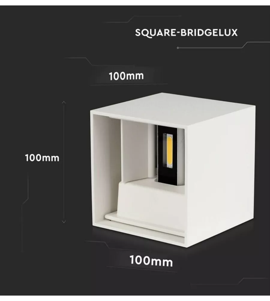 Applique led da esterno quadrata a doppio fascio luminoso vtac bianco 3000k
