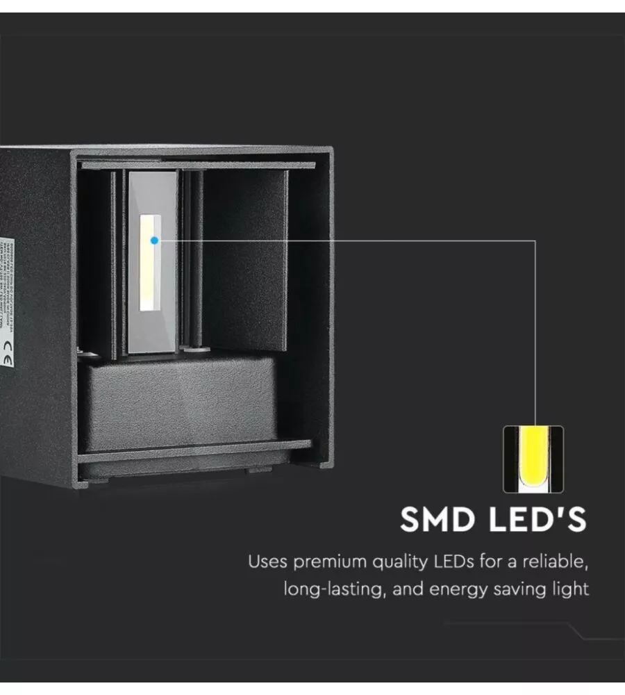 Applique led da esterno quadrata a doppio fascio luminoso vtac nero 3000k