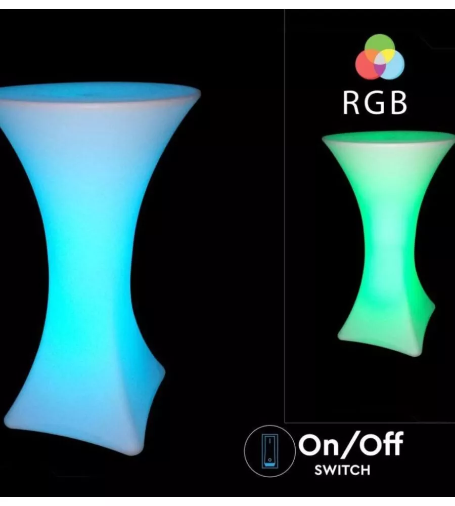 TAVOLO DA ESTERNO LED RGB VTAC CON TELECOMANDO BIANCO 60X60X110 CM