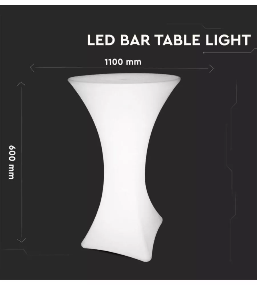 TAVOLO DA ESTERNO LED RGB VTAC CON TELECOMANDO BIANCO 60X60X110 CM