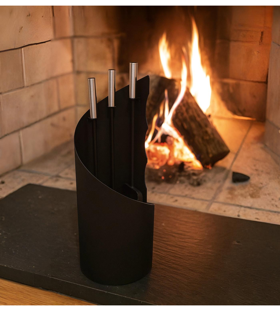 Set 3 accessori per caminetto easy system in metallo nero