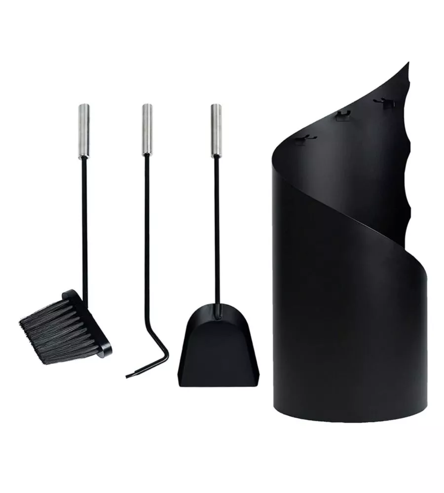 Set 3 accessori per caminetto easy system in metallo nero