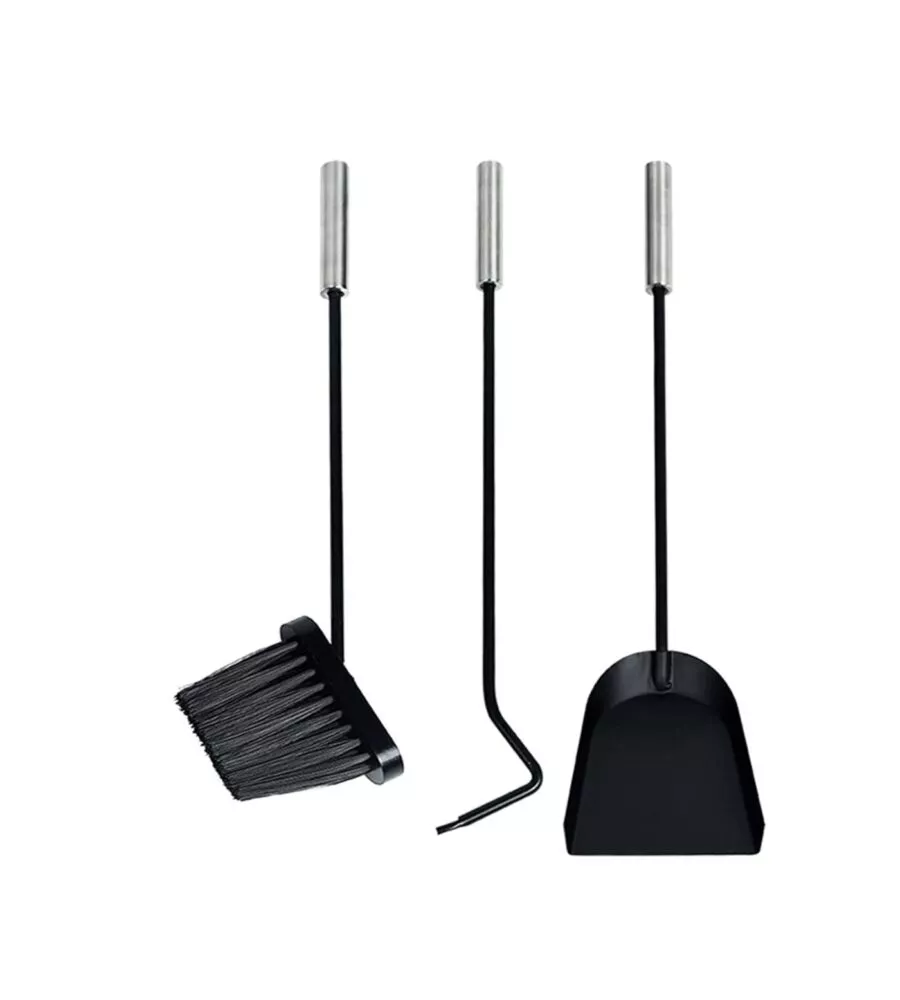 Set 3 accessori per caminetto easy system in metallo nero