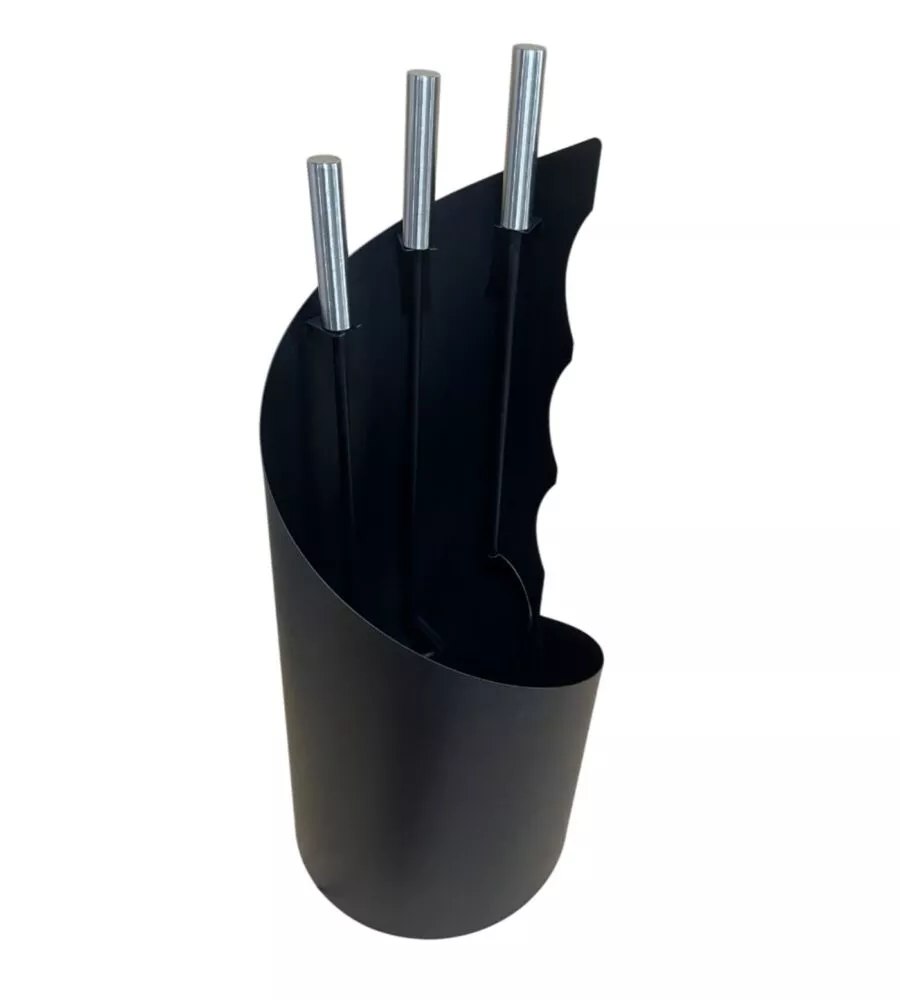 Set 3 accessori per caminetto easy system in metallo nero