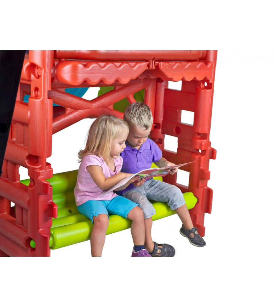 Casetta da giardino per bambini elica garden "bosco" in plastica multicolor 200x125x139 cm