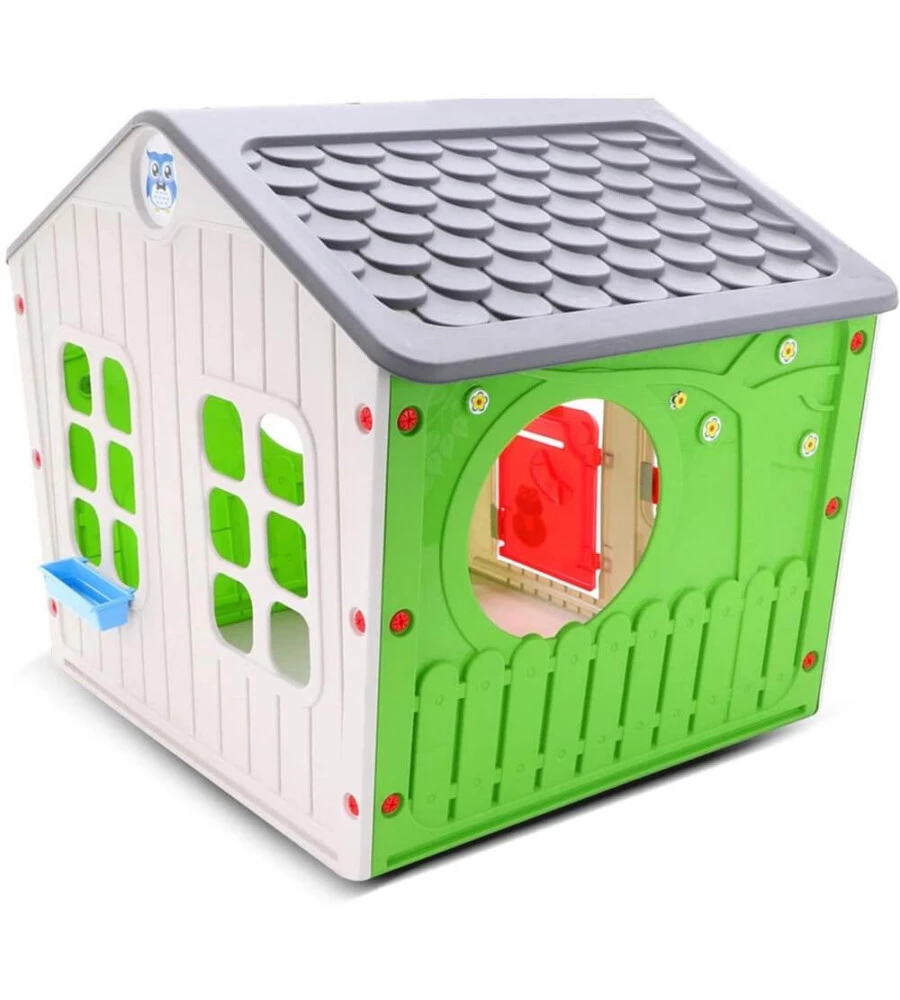 Casetta da giardino per bambini elica garden "village" in plastica multicolor 140x108x115 cm