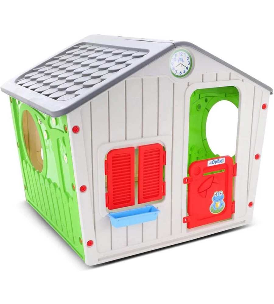 Casetta da giardino per bambini elica garden "village" in plastica multicolor 140x108x115 cm