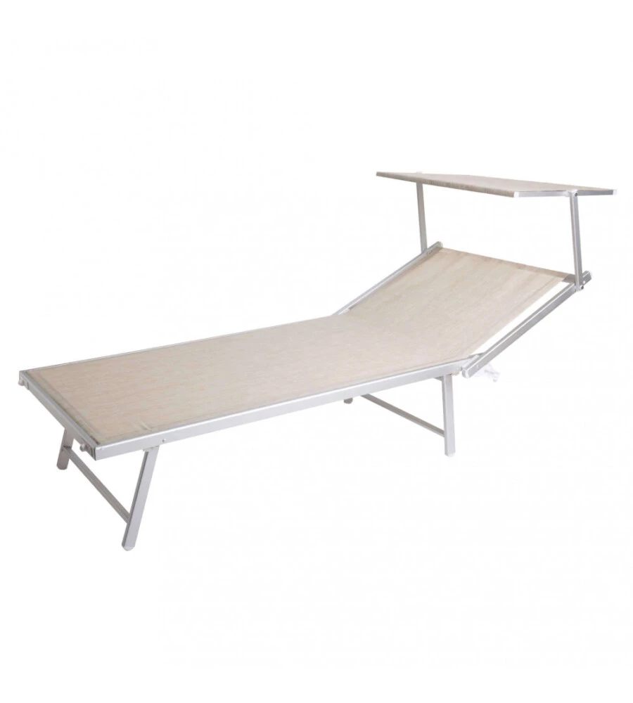 Sdraio regolabile elica garden "cefalu xxl" in alluminio beige 213x85x40 cm