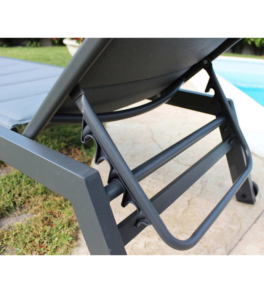 Sdraio reclinabile elica garden "formentera" in alluminio antracite 198x61x95 cm