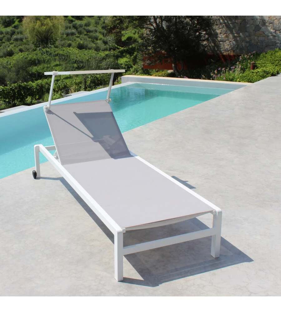 Sdraio reclinabile elica garden "madison" con tettuccio in alluminio bianco 195x78x32 cm