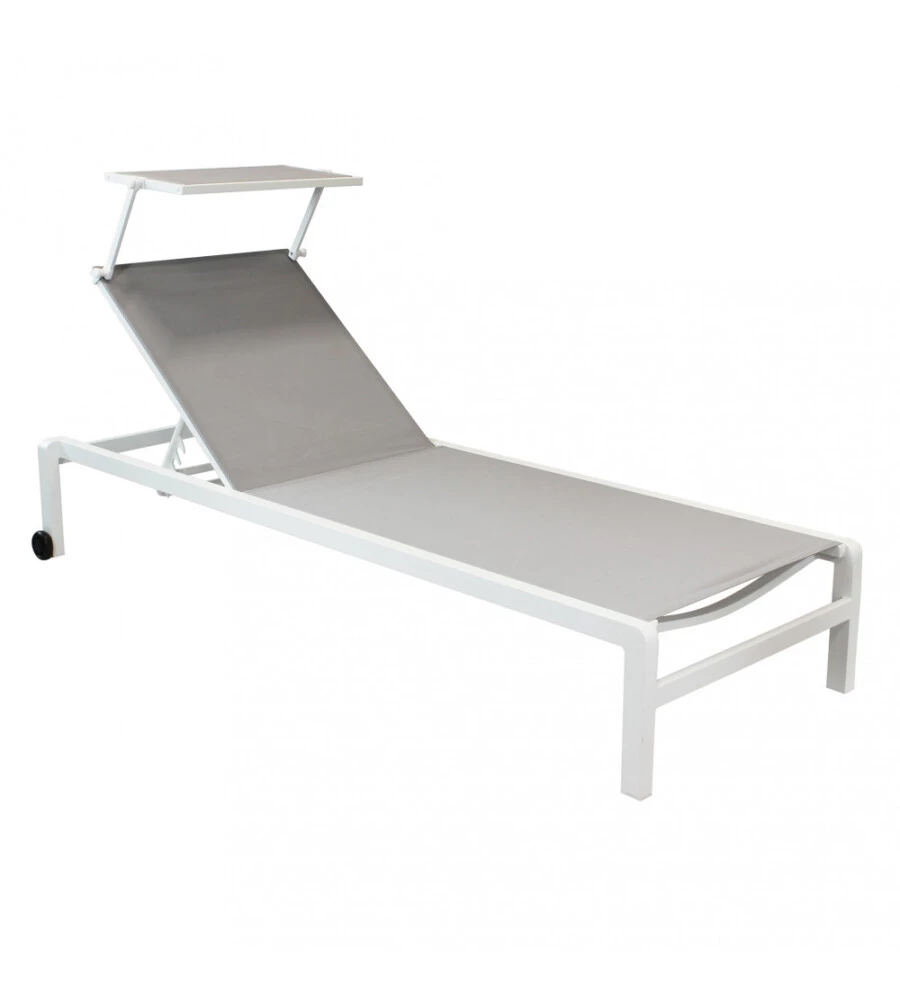 Sdraio reclinabile elica garden "madison" con tettuccio in alluminio bianco 195x78x32 cm