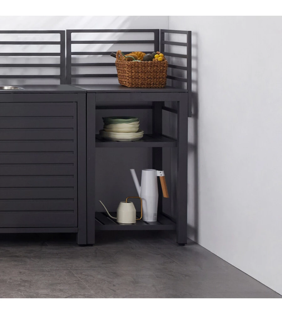 Cucina da esterno modulabile elica garden "oklahoma 4" in alluminio antracite 62x62x125 cm