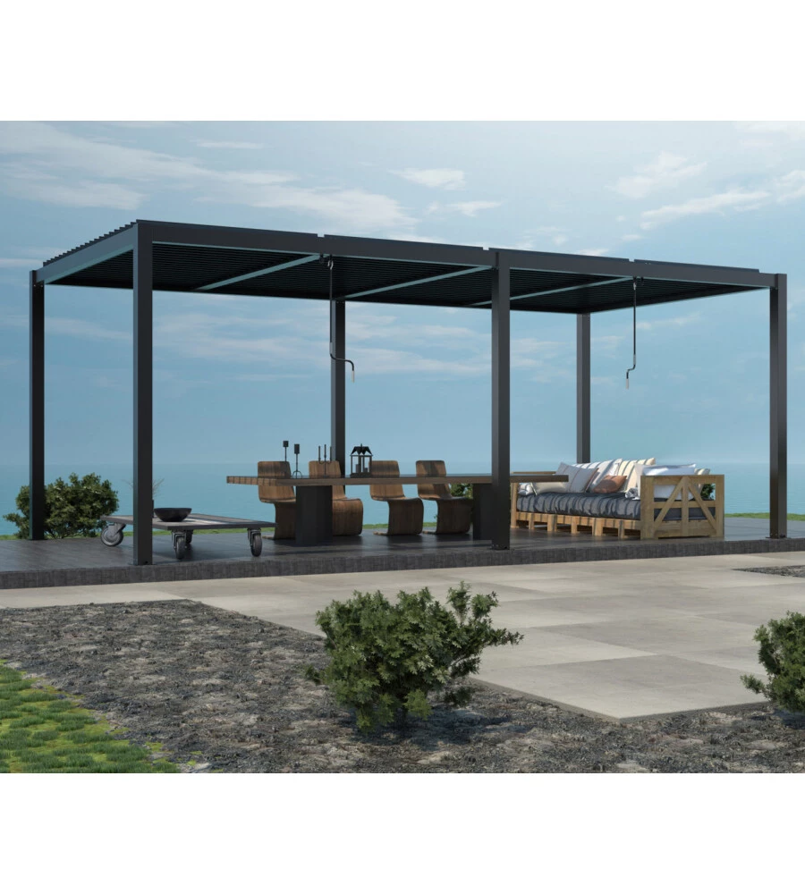 Pergola bioclimatica elica garden antracite 7,8x4x2,5 m