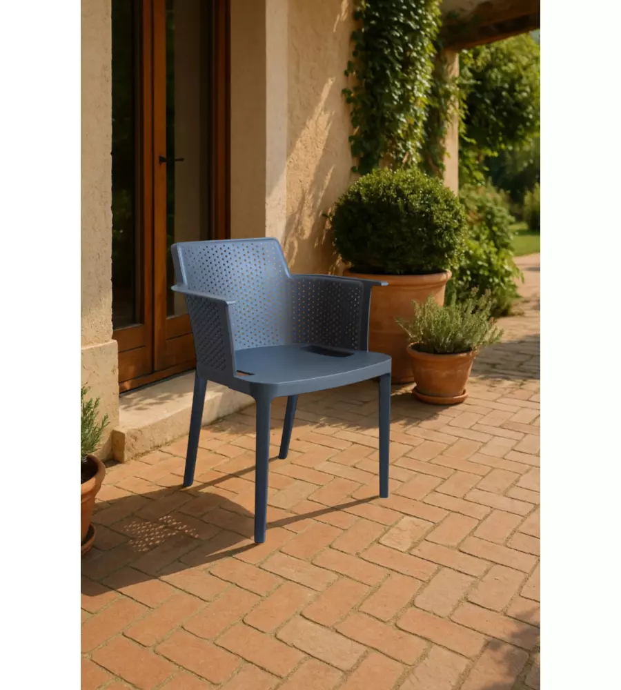 Sedia da esterno impilabile elica garden "cathy" in polipropilene antracite 60x58x76,5 cm