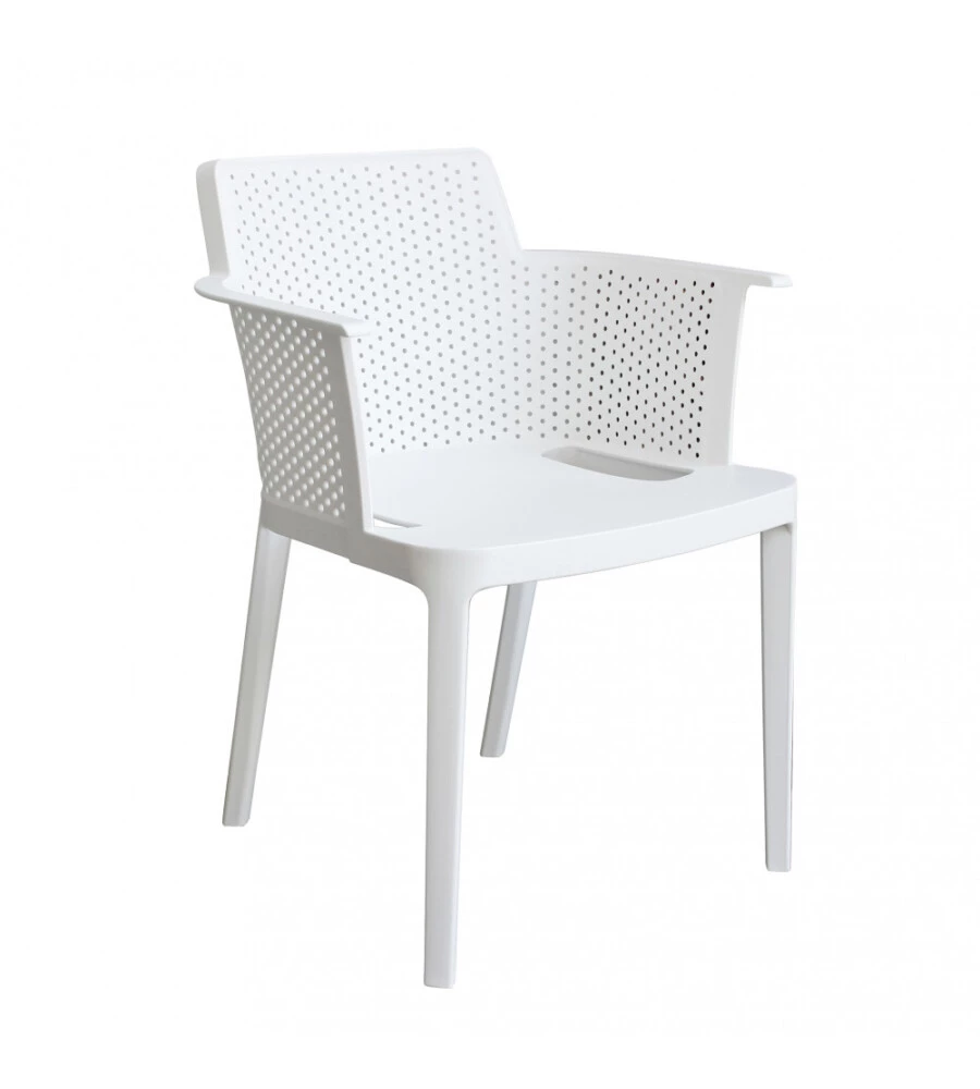 Sedia da esterno impilabile elica garden "cathy" in polipropilene bianco 60x58x76,5 cm