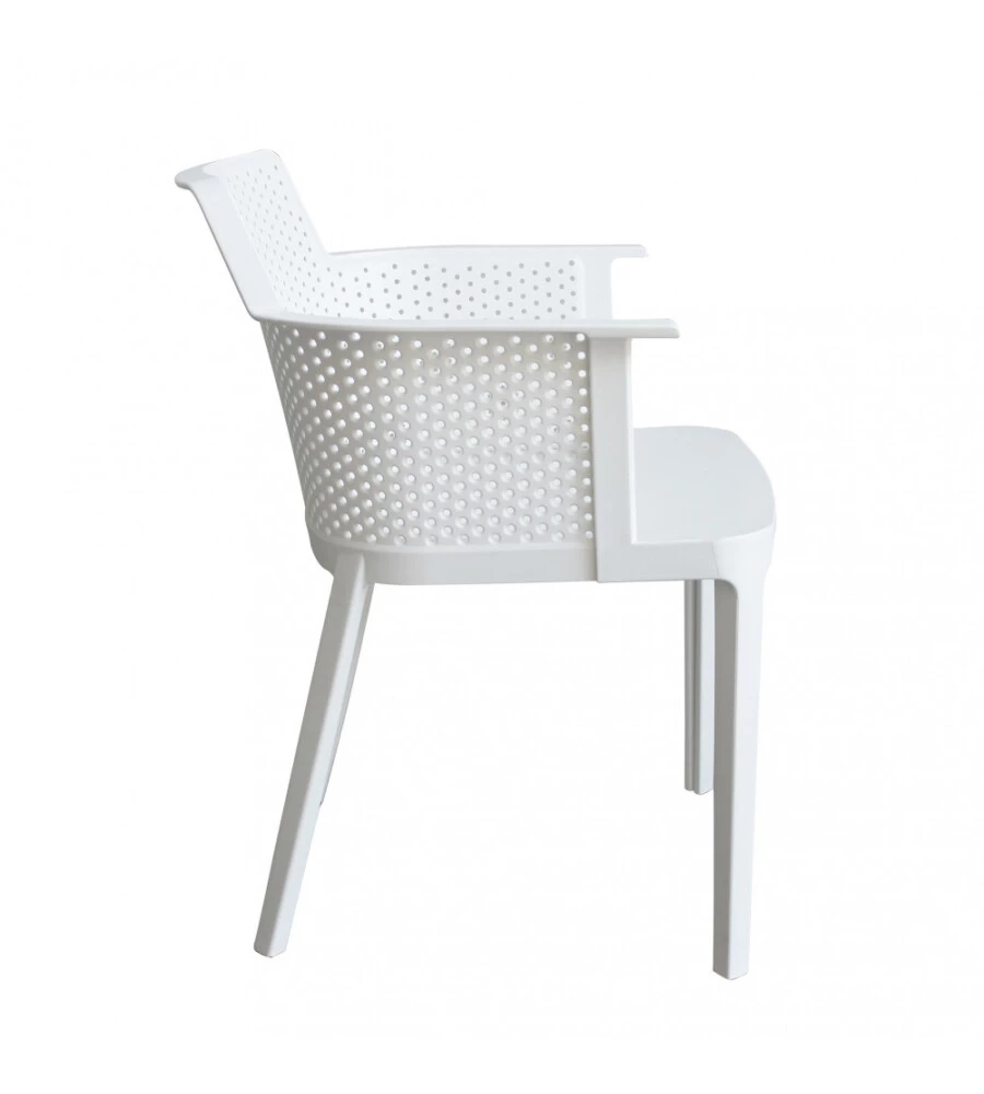 Sedia da esterno impilabile elica garden "cathy" in polipropilene bianco 60x58x76,5 cm