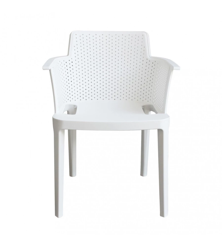 Sedia da esterno impilabile elica garden "cathy" in polipropilene bianco 60x58x76,5 cm