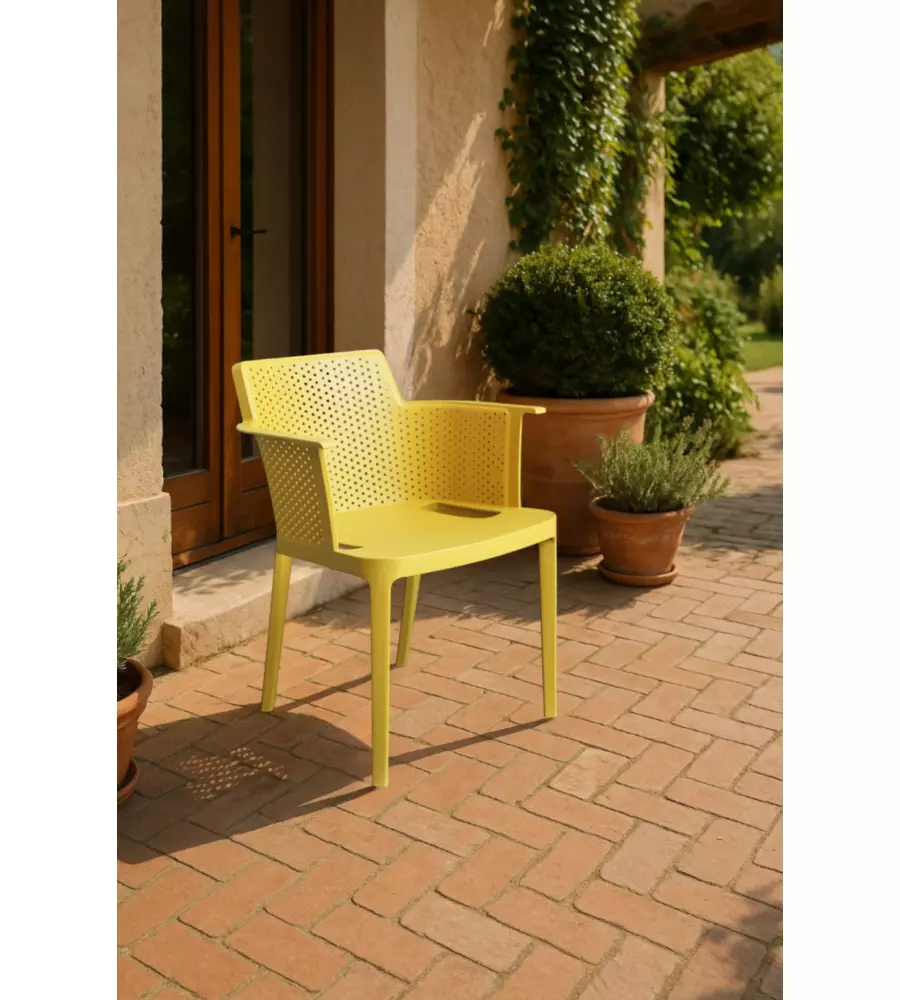Sedia da esterno impilabile elica garden "cathy" in polipropilene giallo 60x58x76,5 cm